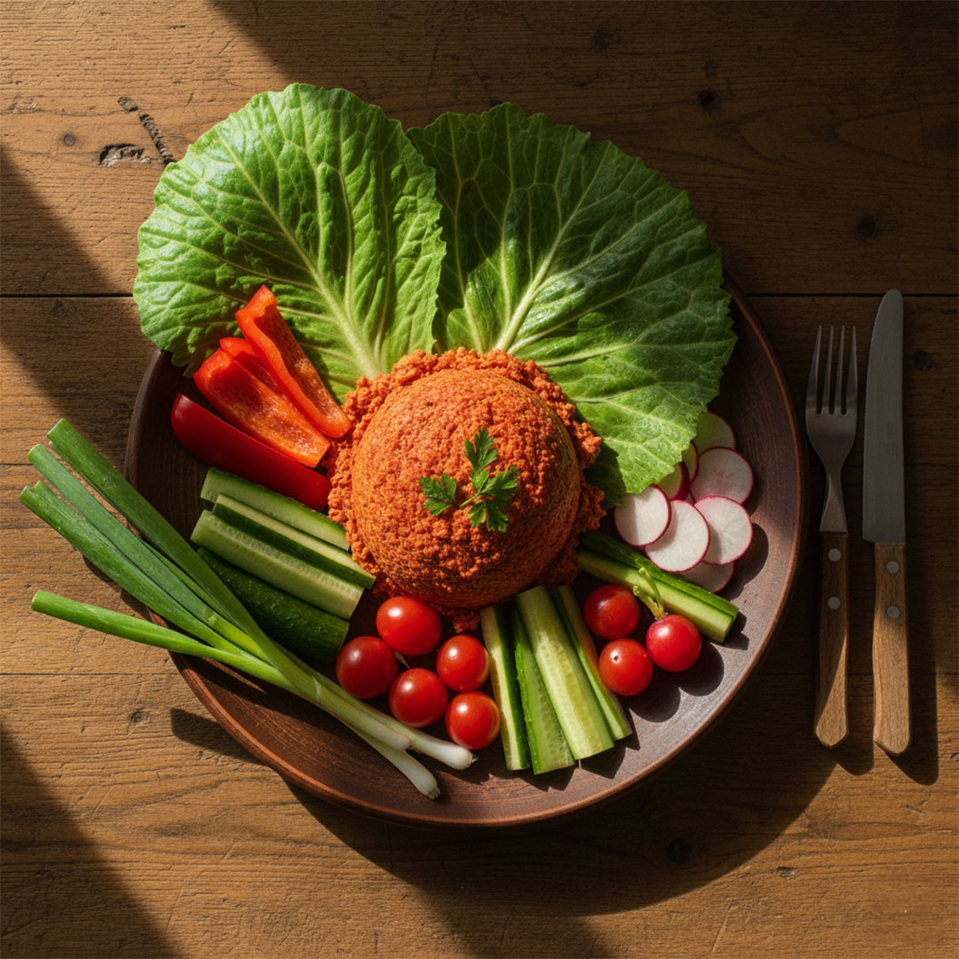 Körözött káposztalevélben tálalva