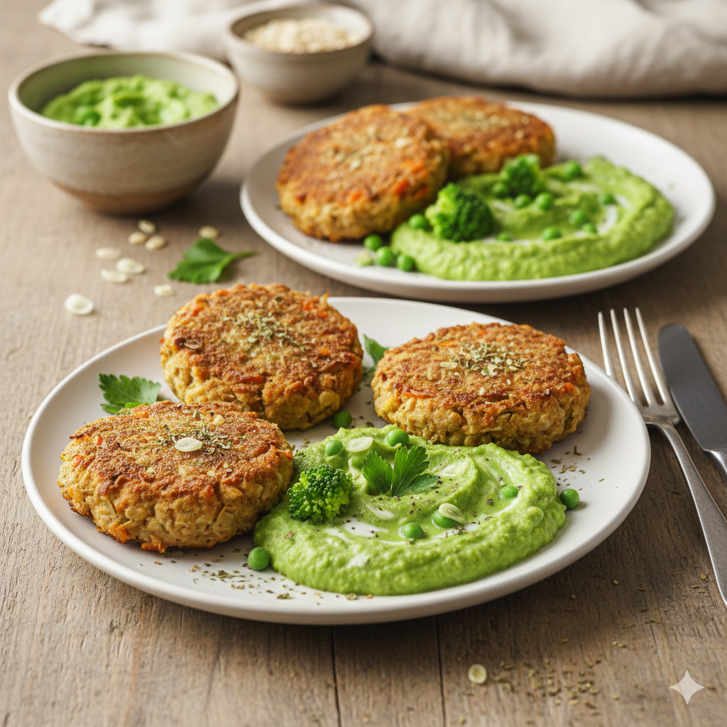 Rozspelyhes zöldséglepény zöldpürével